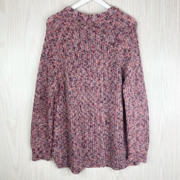 Altar'd State Women's Pink Purple Colorful Chunky Knit Tunic Sweater Medium - Picture 2 of 5